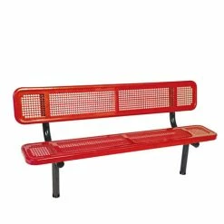 6' Bench W/ Back - In-Ground Perforated